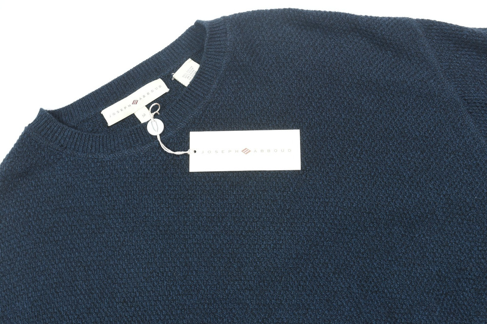 Joseph Abboud Sweater Mens Medium Blue Textured Knit Long Sleeve Cotton